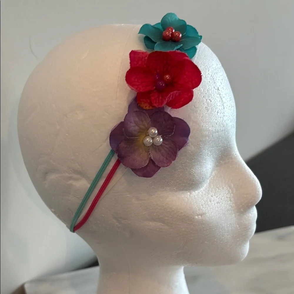 Floral Kids Headbands Set - Teal, Pink, Purple